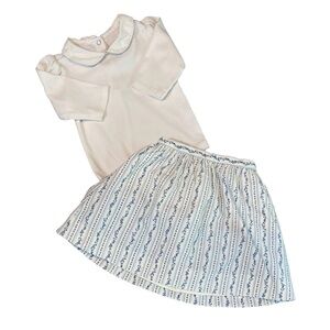 NWT/NWOT Janie and Jack Antique Skates White Top & Corduroy Striped Skirt 3-6 m